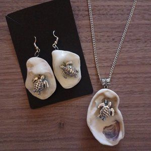 Handcrafted Oyster Shell Necklace & Earrings